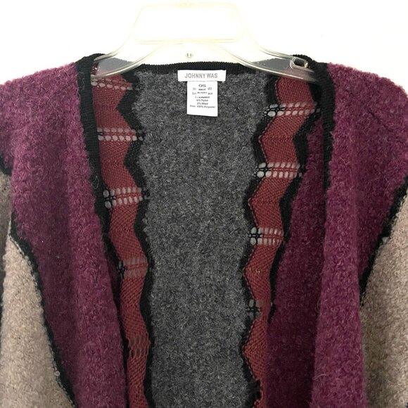 Johnny Was OS Riley Alpaca Cape V-Neck Front Flowy Multicolor Knit Soft Blend - Picture 5 of 11